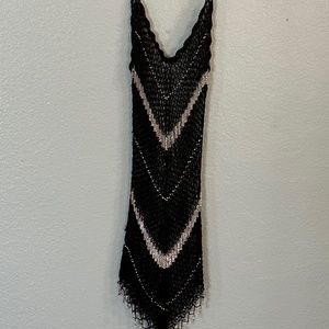 Crochet Black Top w/ Beading O/S